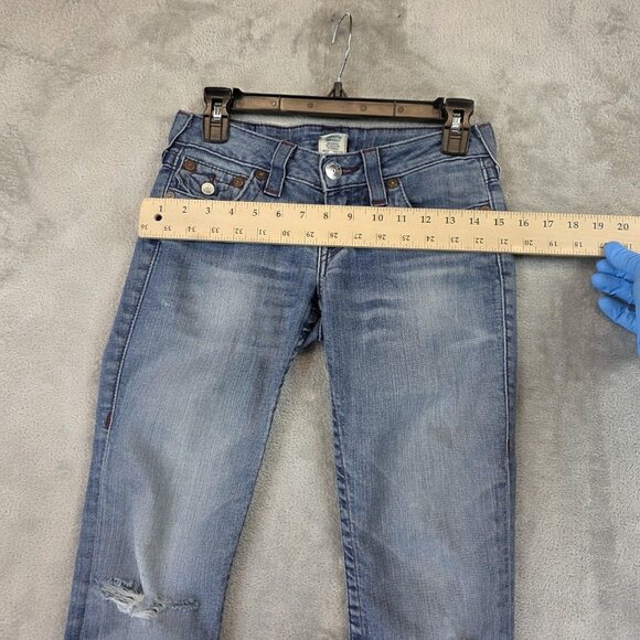 True Religion Jeans Womens 25 Blue Skinny WLH509X78 Distressed Made USA - Picture 6 of 14